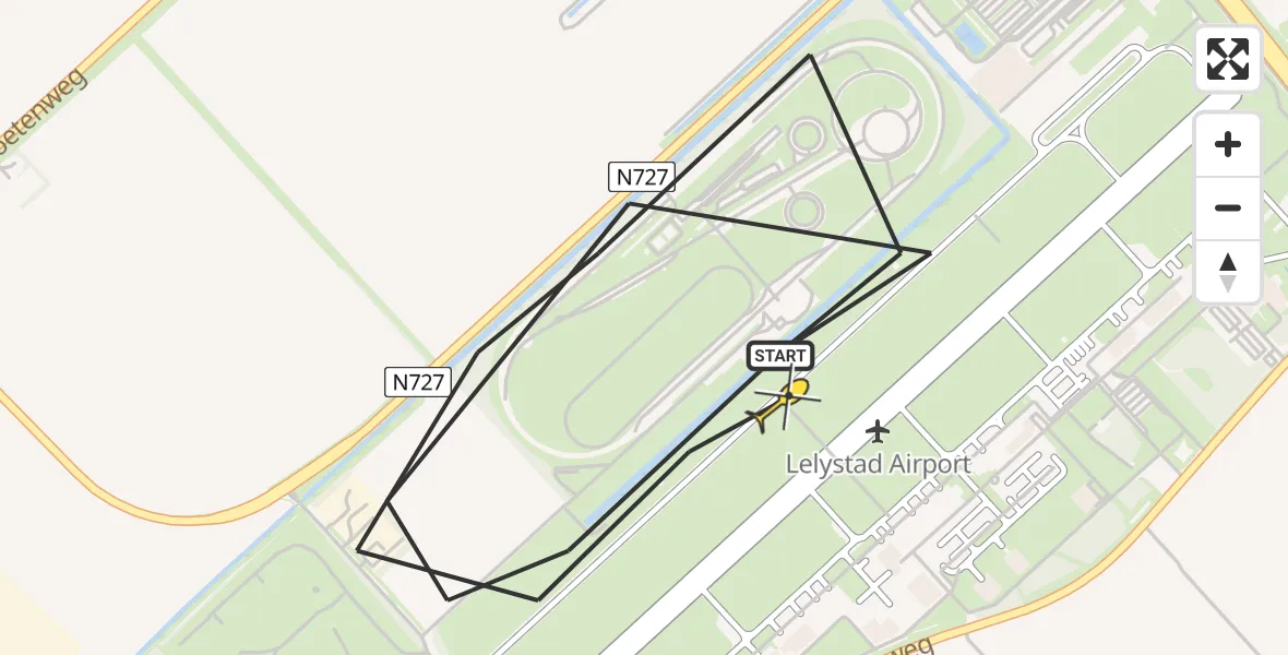 Routekaart van de vlucht: Politiehelikopter naar Lelystad