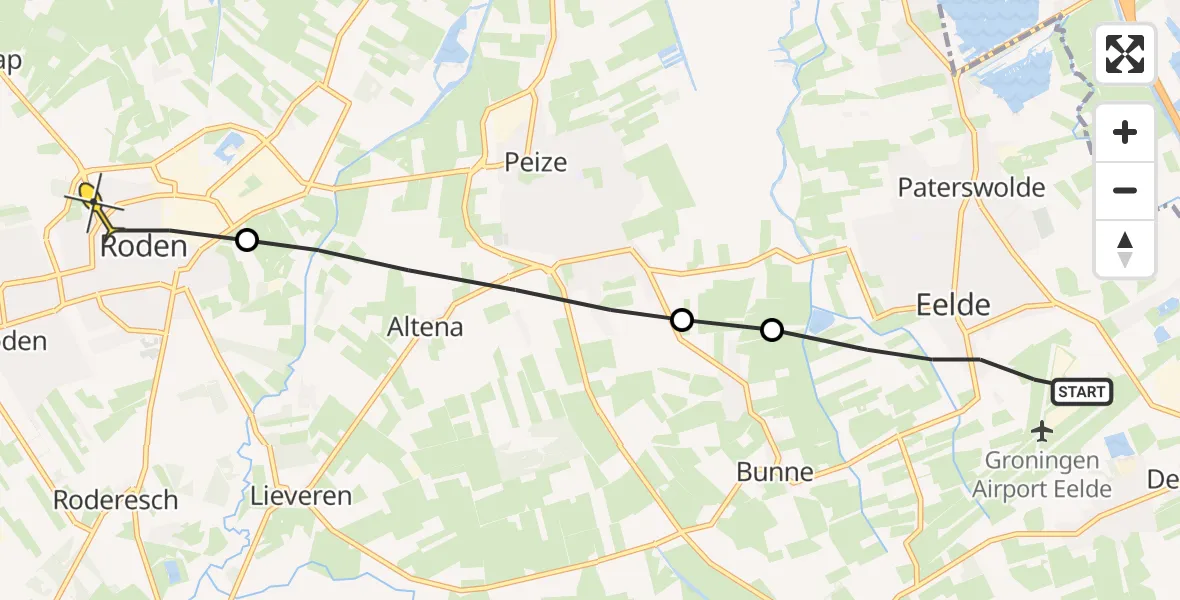 Routekaart van de vlucht: Lifeliner 4 naar Roden