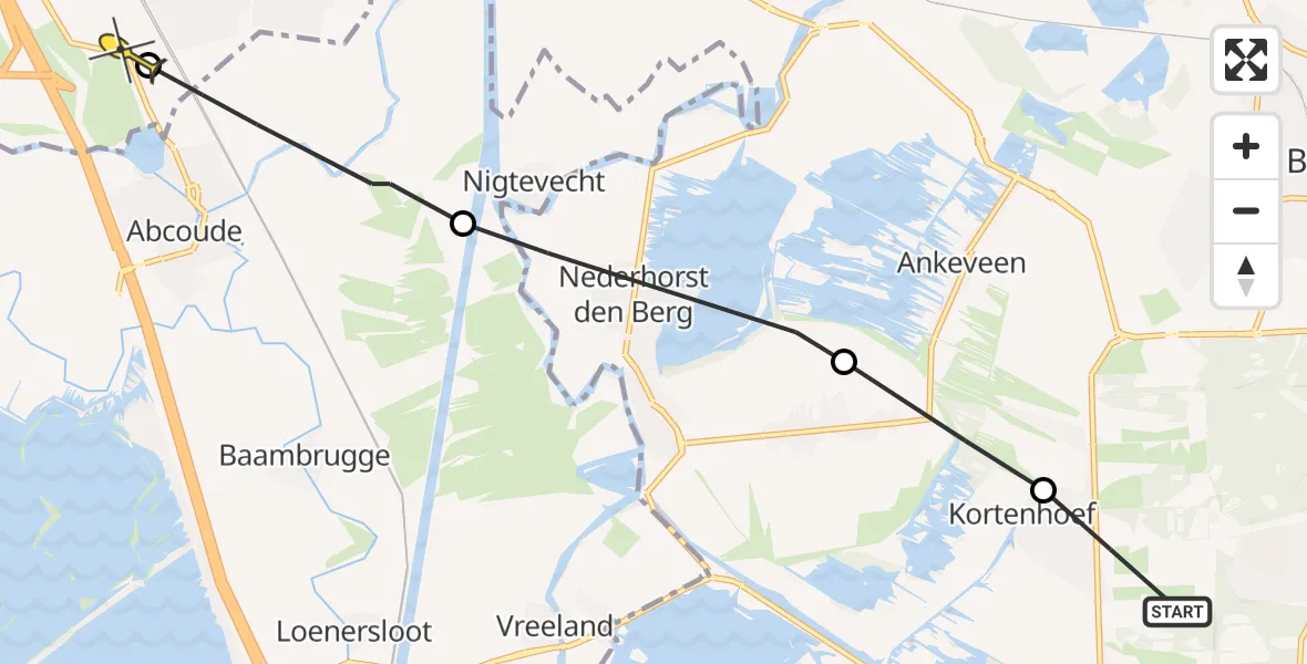 Routekaart van de vlucht: Lifeliner 1 naar Amsterdam