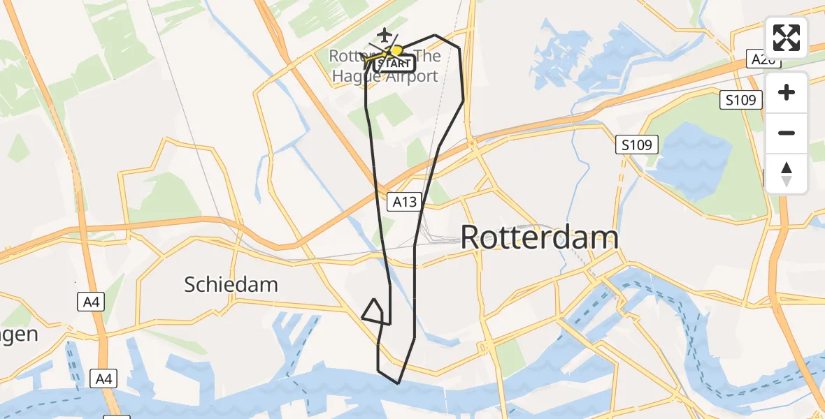 Routekaart van de vlucht: Lifeliner 2 naar Rotterdam