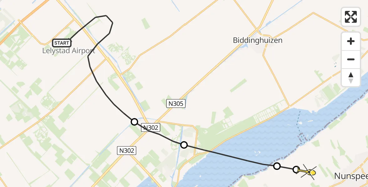 Routekaart van de vlucht: Traumaheli naar Nunspeet