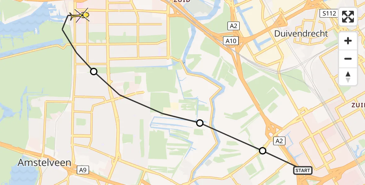 Routekaart van de vlucht: Lifeliner 1 naar Amsterdam