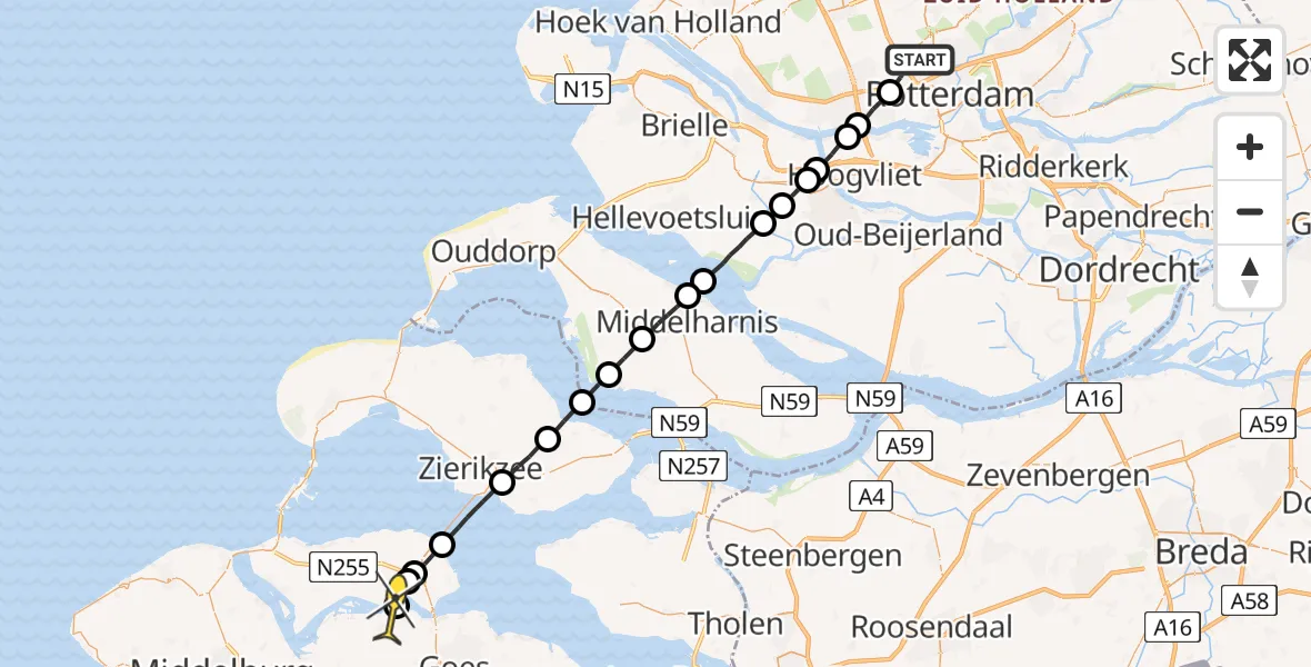 Routekaart van de vlucht: Lifeliner 2 naar Wolphaartsdijk