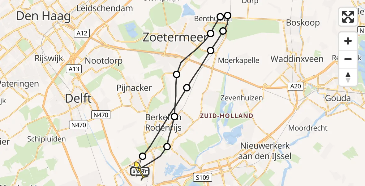 Routekaart van de vlucht: Lifeliner 2 naar Rotterdam