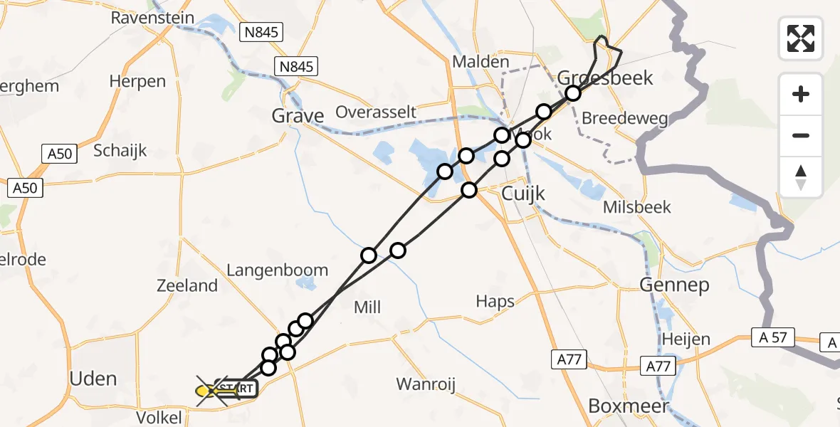 Routekaart van de vlucht: Lifeliner 3 naar Volkel