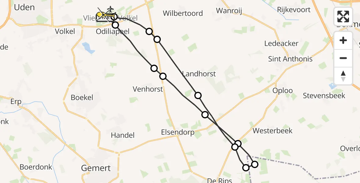 Routekaart van de vlucht: Lifeliner 3 naar Volkel