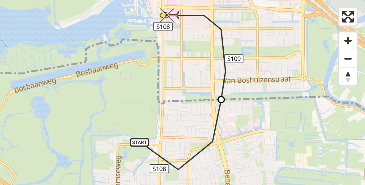 Routekaart van de vlucht: Lifeliner 1 naar Amsterdam