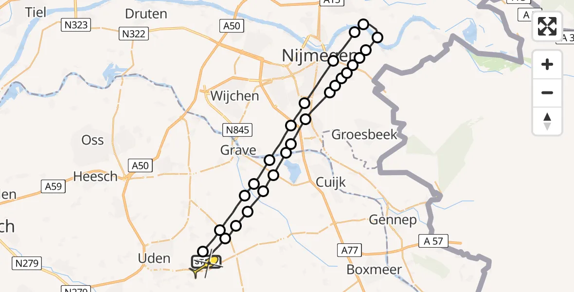 Routekaart van de vlucht: Lifeliner 3 naar Volkel