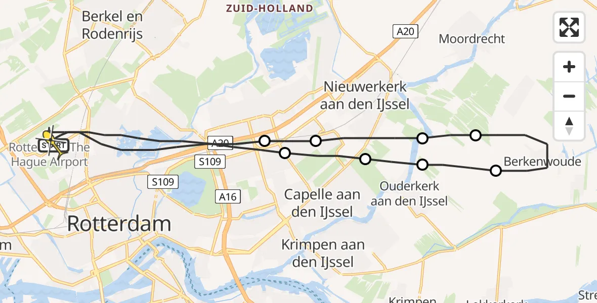 Routekaart van de vlucht: Lifeliner 2 naar Rotterdam