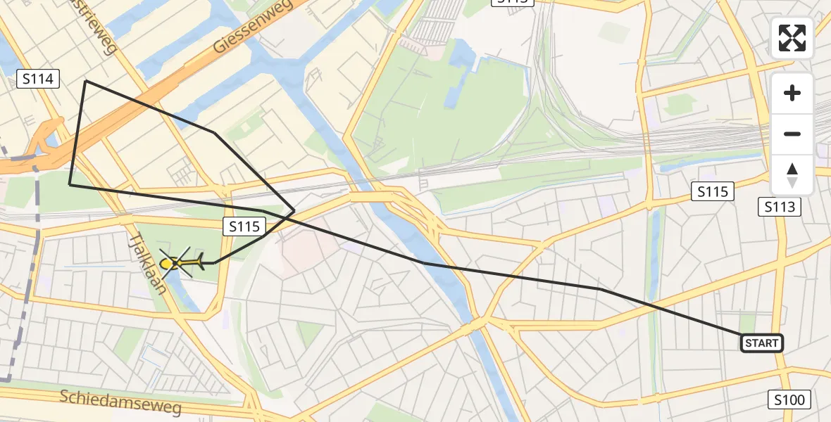 Routekaart van de vlucht: Lifeliner 2 naar Rotterdam