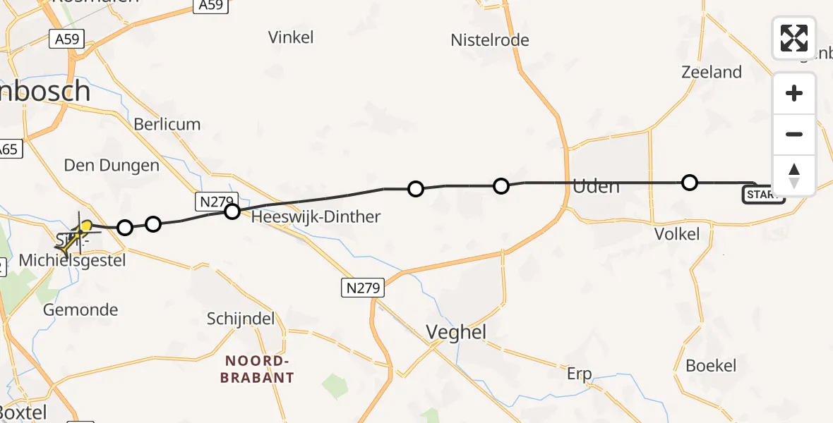 Routekaart van de vlucht: Lifeliner 3 naar Sint-Michielsgestel