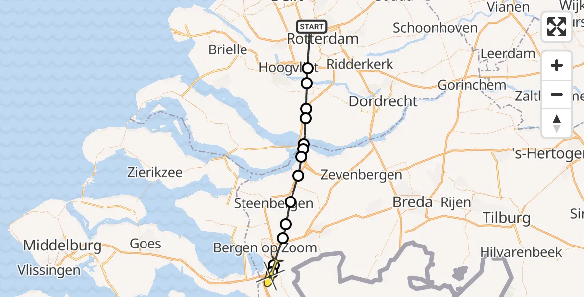 Routekaart van de vlucht: Lifeliner 2 naar Woensdrecht