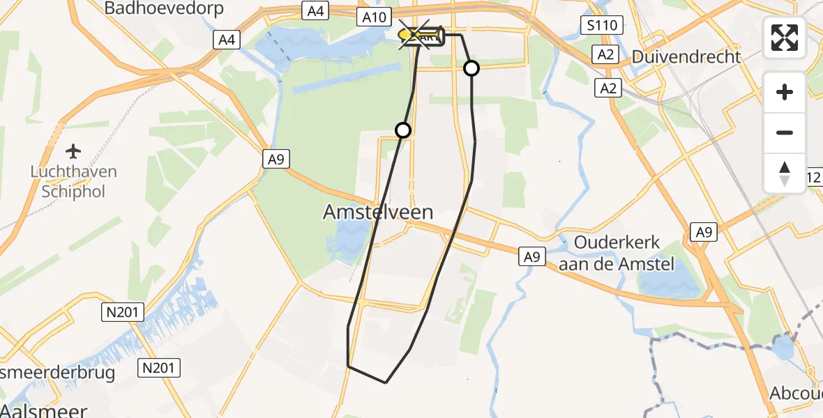 Routekaart van de vlucht: Lifeliner 1 naar Amsterdam