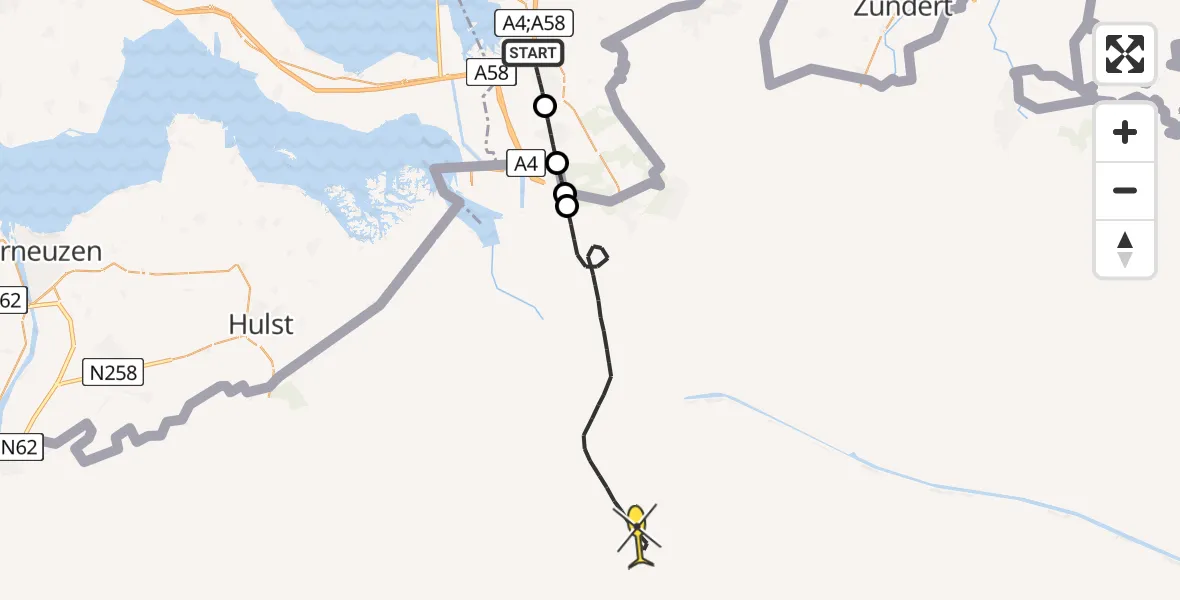 Routekaart van de vlucht: Lifeliner 2 naar 