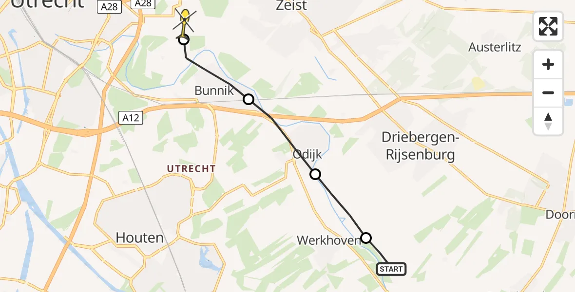 Routekaart van de vlucht: Lifeliner 2 naar Utrecht