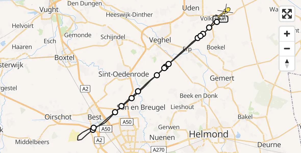 Routekaart van de vlucht: Lifeliner 3 naar Volkel