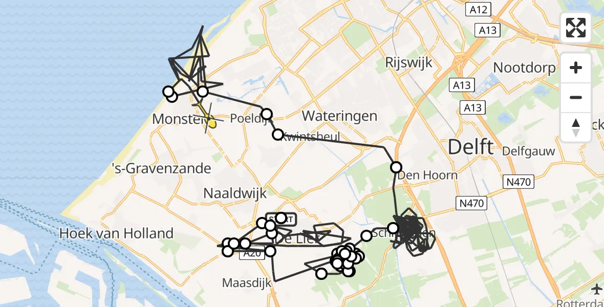 Routekaart van de vlucht: Politiehelikopter naar Monster