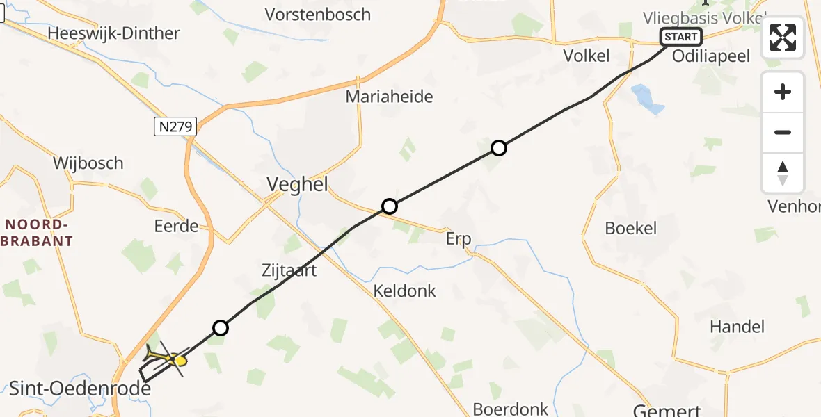 Routekaart van de vlucht: Lifeliner 3 naar Sint-Oedenrode