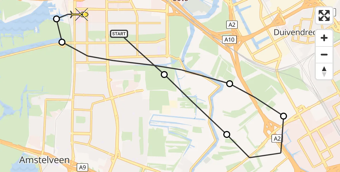 Routekaart van de vlucht: Lifeliner 1 naar Amsterdam