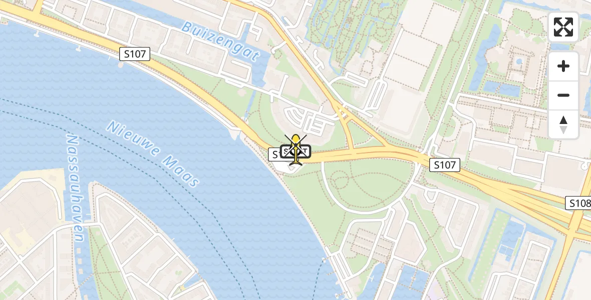 Vluchtroute Politiehelikopter van Rotterdam naar Rotterdam