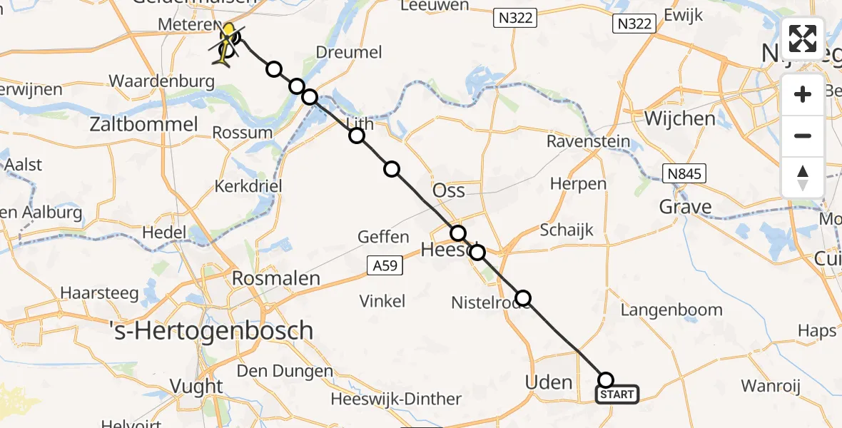 Routekaart van de vlucht: Lifeliner 3 naar Est