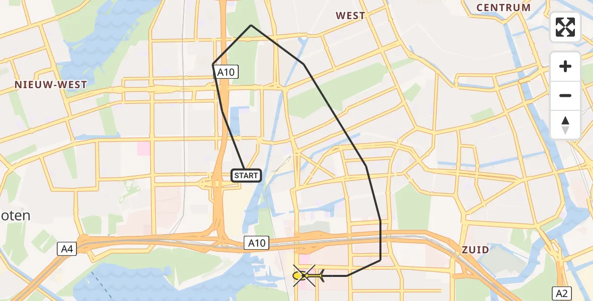 Routekaart van de vlucht: Lifeliner 1 naar Amsterdam