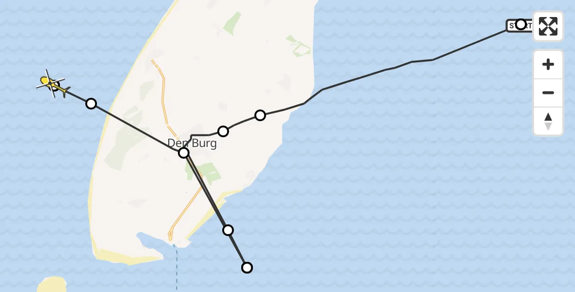 Routekaart van de vlucht: Ambulancehelikopter naar 