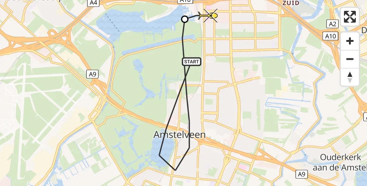 Routekaart van de vlucht: Lifeliner 1 naar Amsterdam