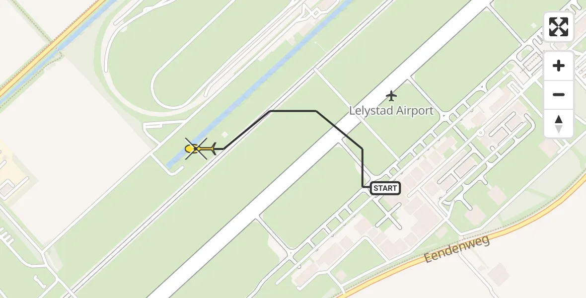 Routekaart van de vlucht: Traumahelikopter naar Lelystad