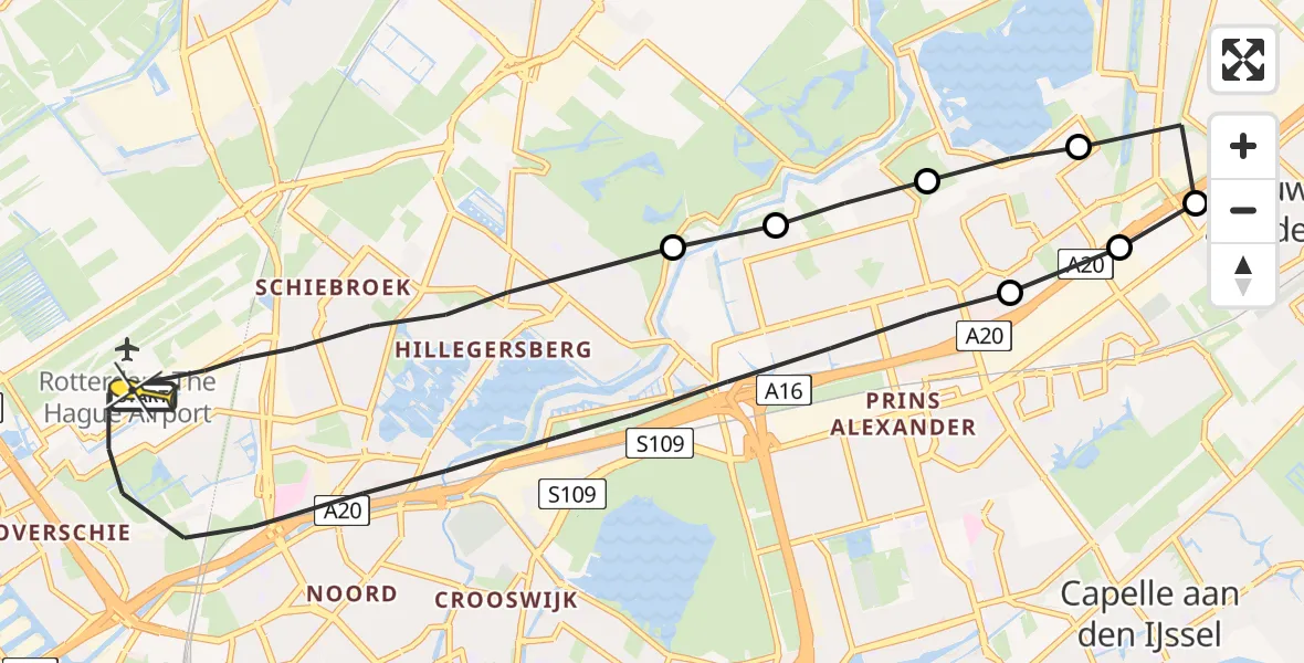 Routekaart van de vlucht: Lifeliner 2 naar Rotterdam