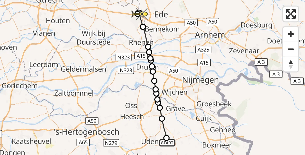 Routekaart van de vlucht: Lifeliner 3 naar Veenendaal