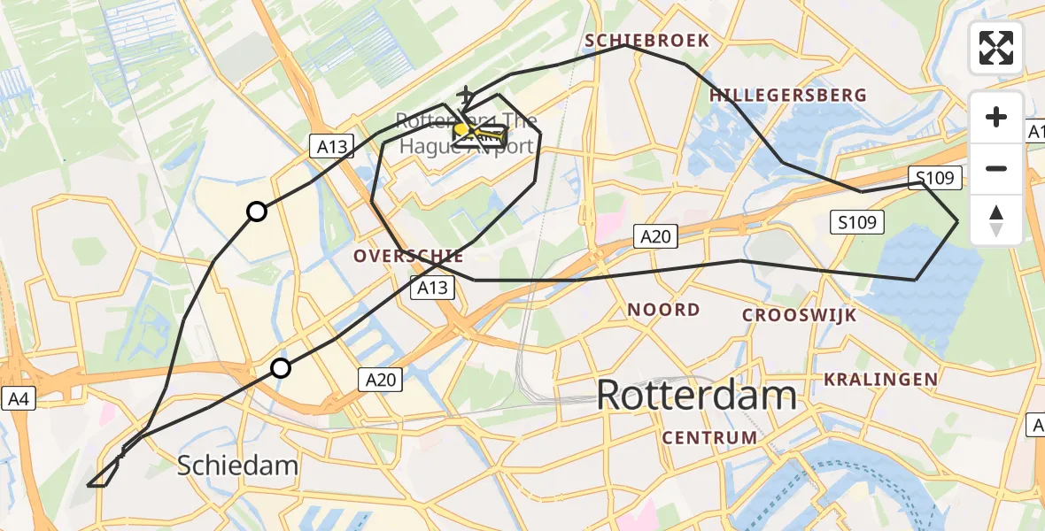 Routekaart van de vlucht: Lifeliner 2 naar Rotterdam