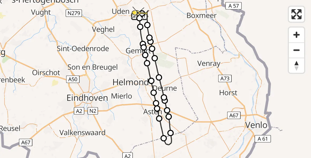 Routekaart van de vlucht: Lifeliner 3 naar Volkel