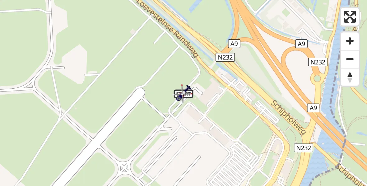 Vluchtroute Politiehelikopter van Schiphol naar Schiphol