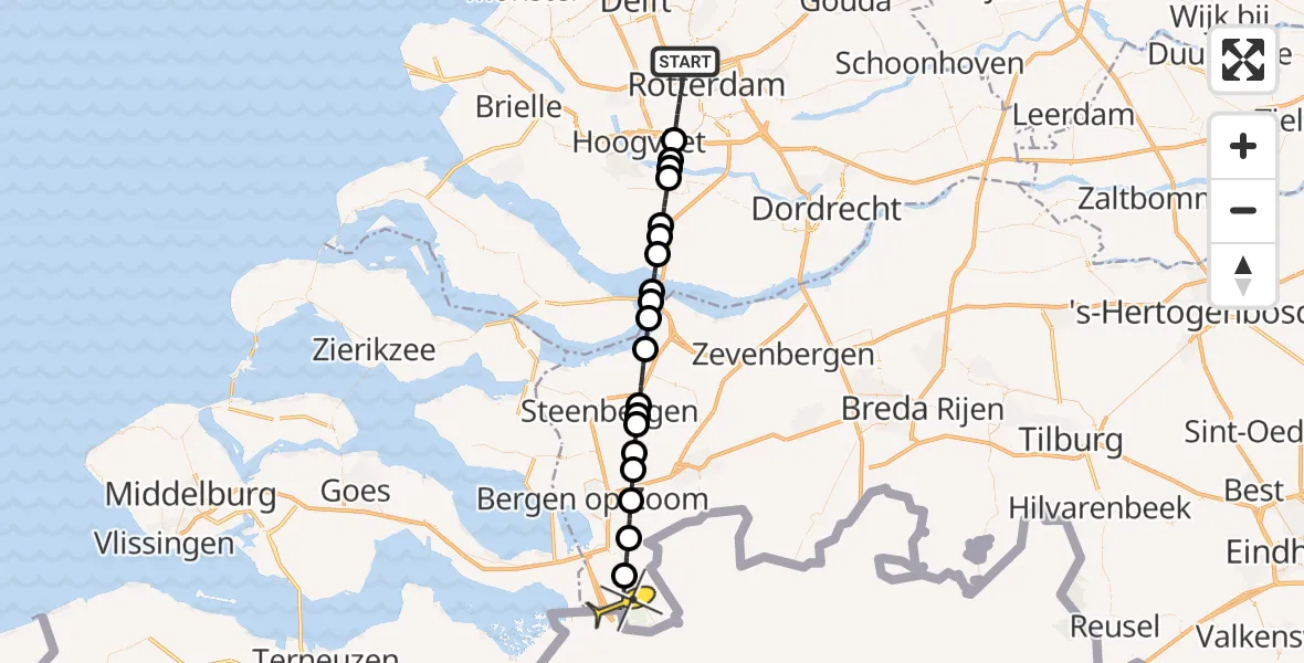 Routekaart van de vlucht: Lifeliner 2 naar Ossendrecht
