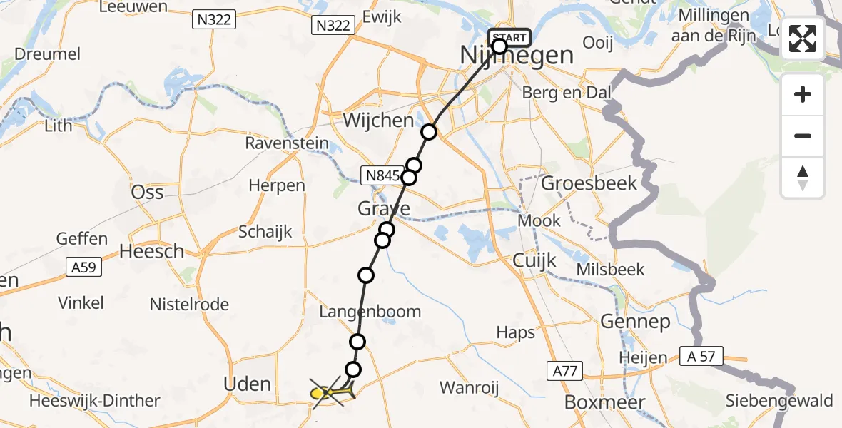 Routekaart van de vlucht: Lifeliner 3 naar Volkel