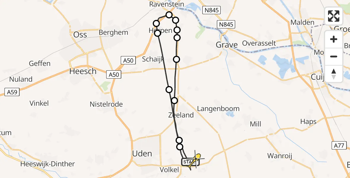 Routekaart van de vlucht: Lifeliner 3 naar Volkel