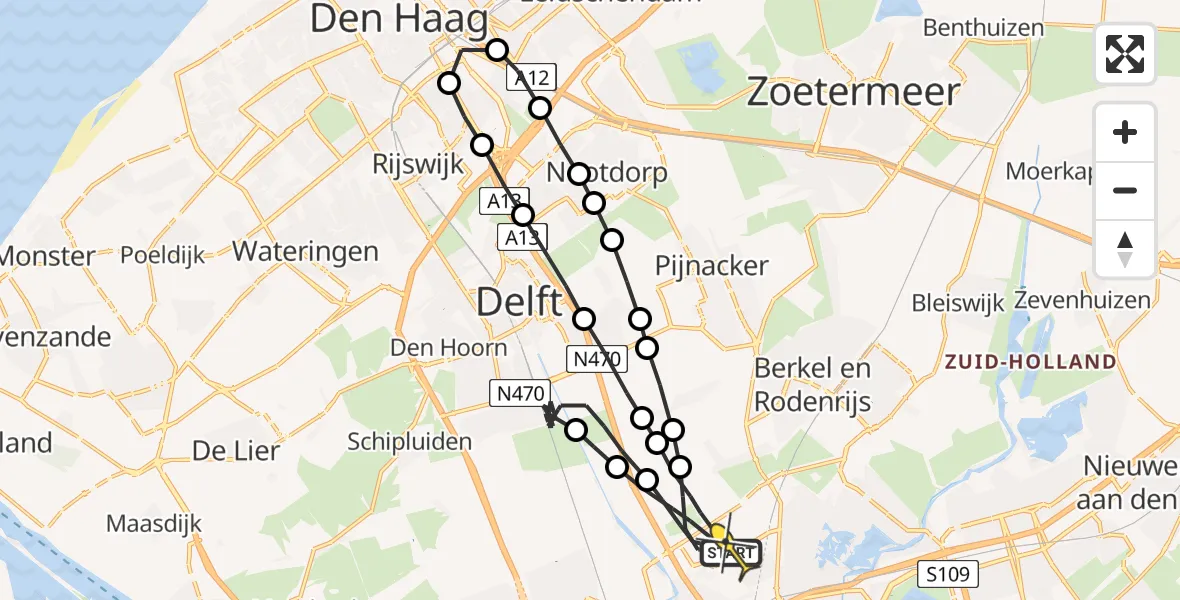 Routekaart van de vlucht: Lifeliner 2 naar Rotterdam