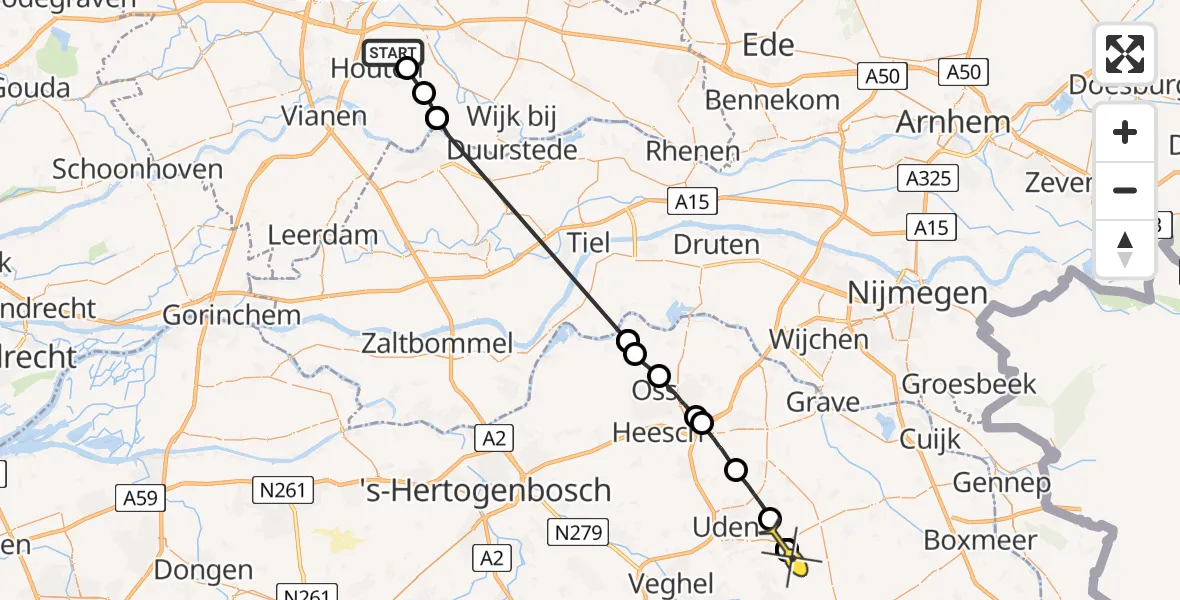 Routekaart van de vlucht: Politieheli naar Odiliapeel