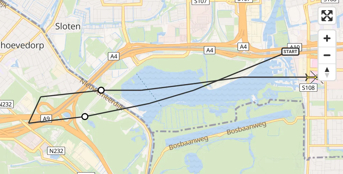 Routekaart van de vlucht: Lifeliner 1 naar Amsterdam