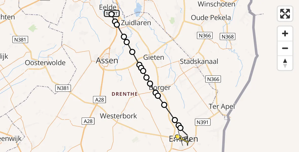 Routekaart van de vlucht: Lifeliner 4 naar Emmen