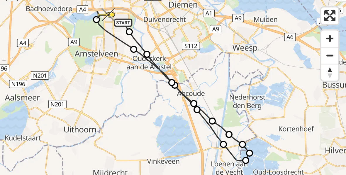 Routekaart van de vlucht: Lifeliner 1 naar Amsterdam