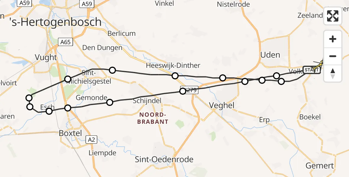 Routekaart van de vlucht: Lifeliner 3 naar Volkel