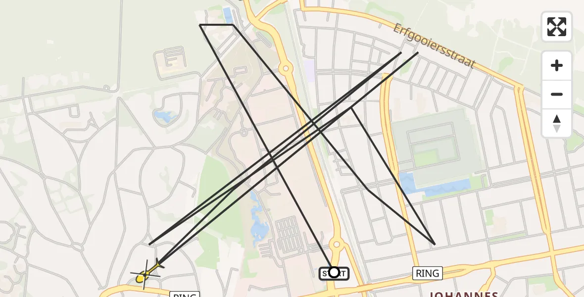 Routekaart van de vlucht: Politiehelikopter naar Hilversum