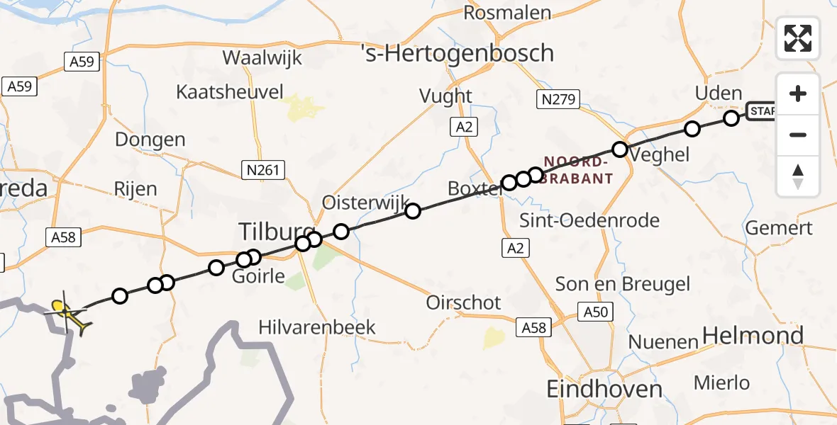 Routekaart van de vlucht: Lifeliner 3 naar Chaam