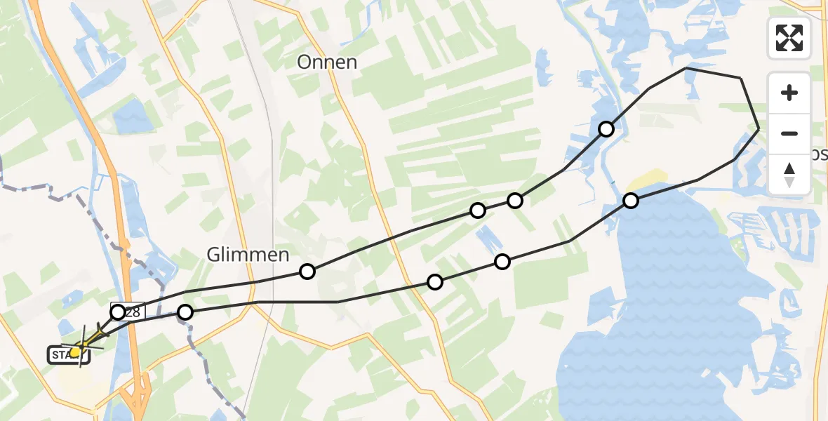 Routekaart van de vlucht: Lifeliner 4 naar Eelde