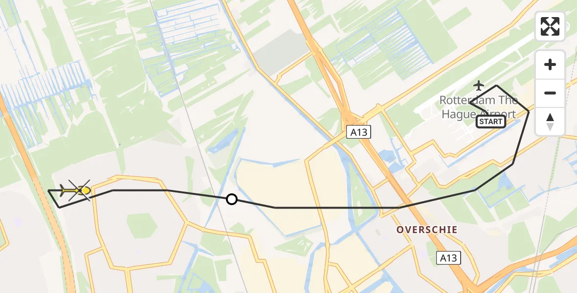 Routekaart van de vlucht: Lifeliner 2 naar Schiedam