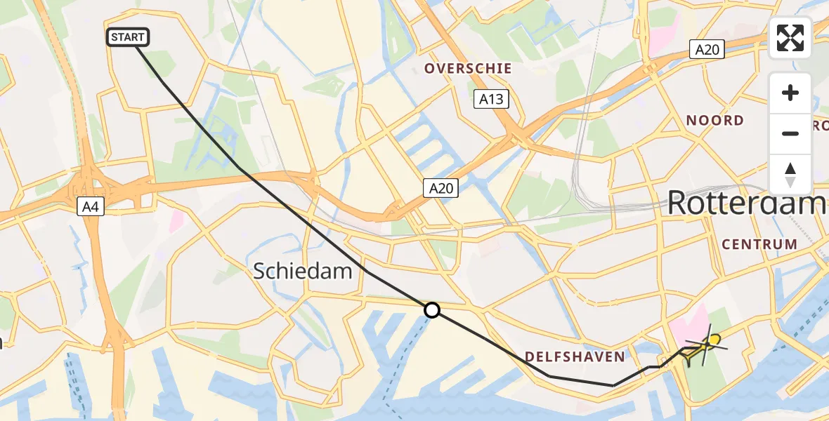 Routekaart van de vlucht: Lifeliner 2 naar Rotterdam