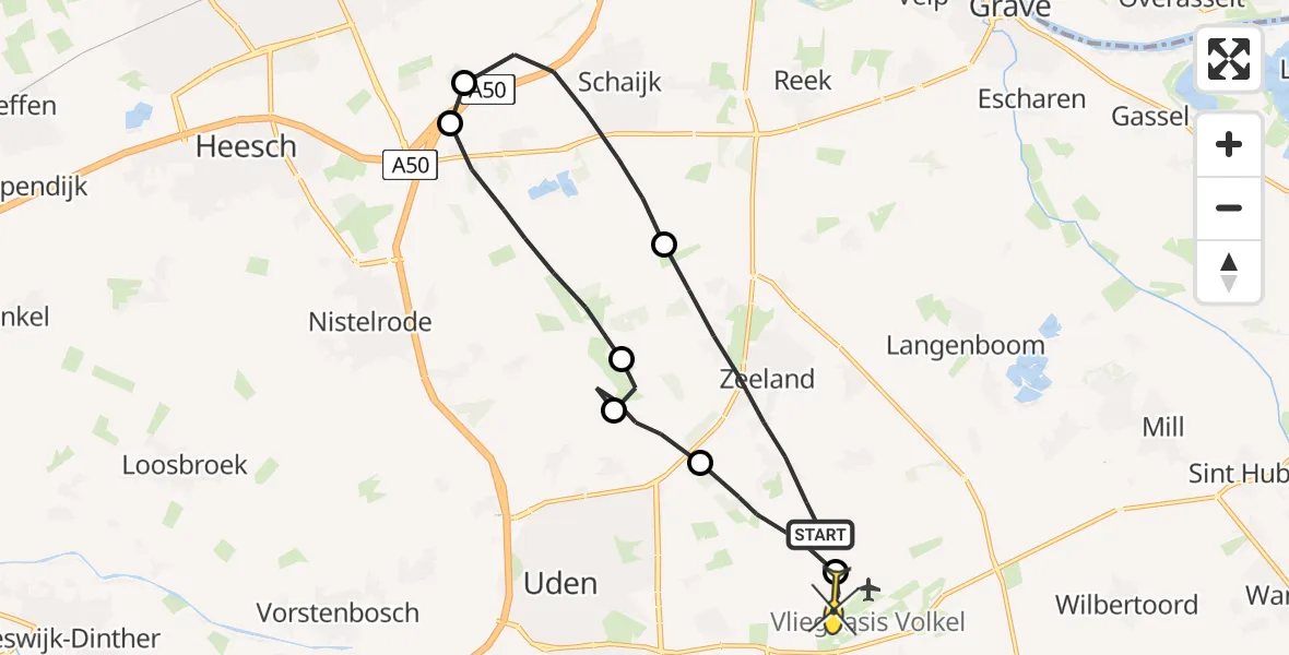 Routekaart van de vlucht: Lifeliner 3 naar Volkel