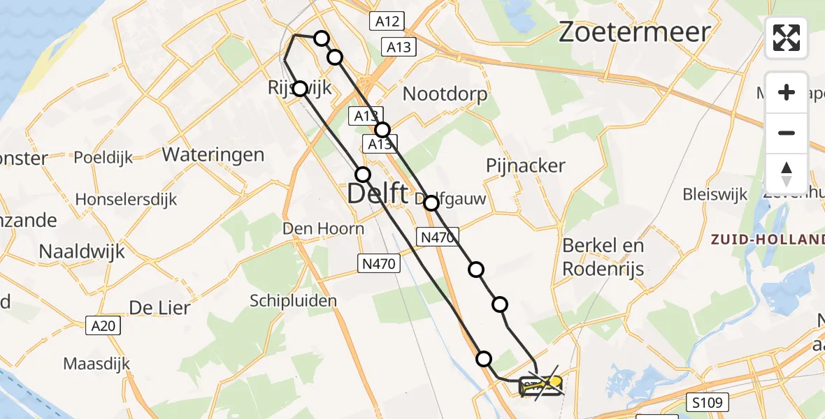 Routekaart van de vlucht: Lifeliner 2 naar Rotterdam